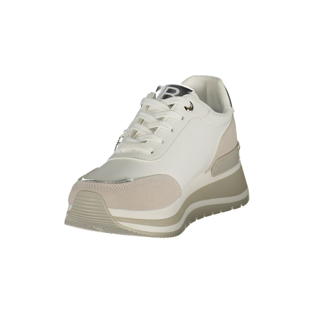 White Polyurethane Women Sneaker