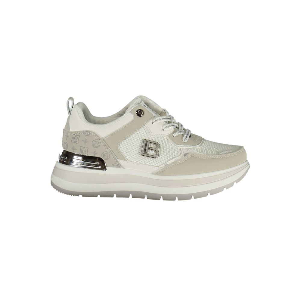 White Polyurethane Women Sneaker