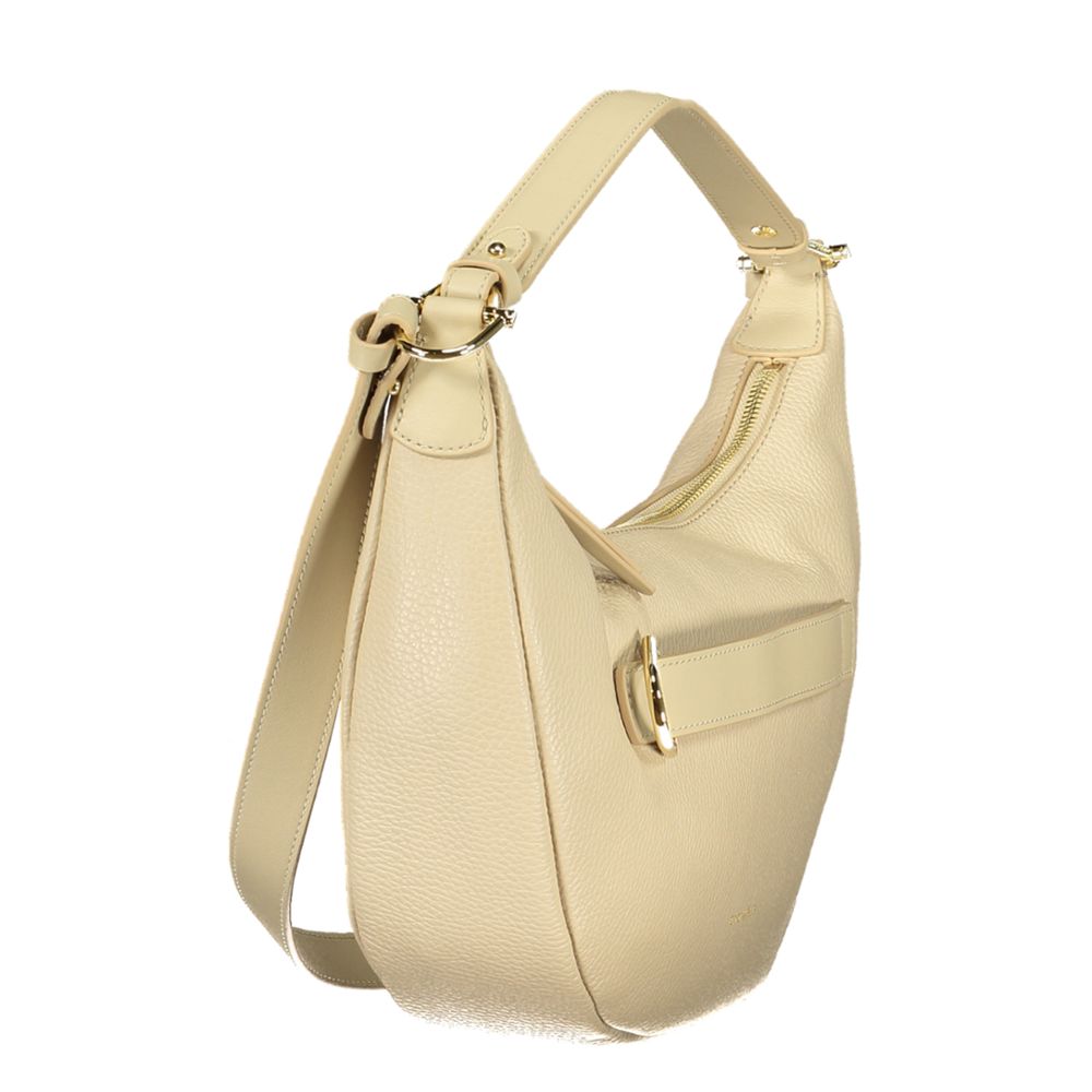Beige Leather Women Handbag