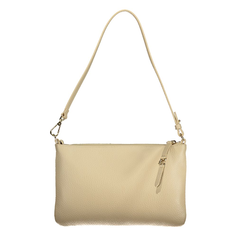 Beige Leather Women Handbag