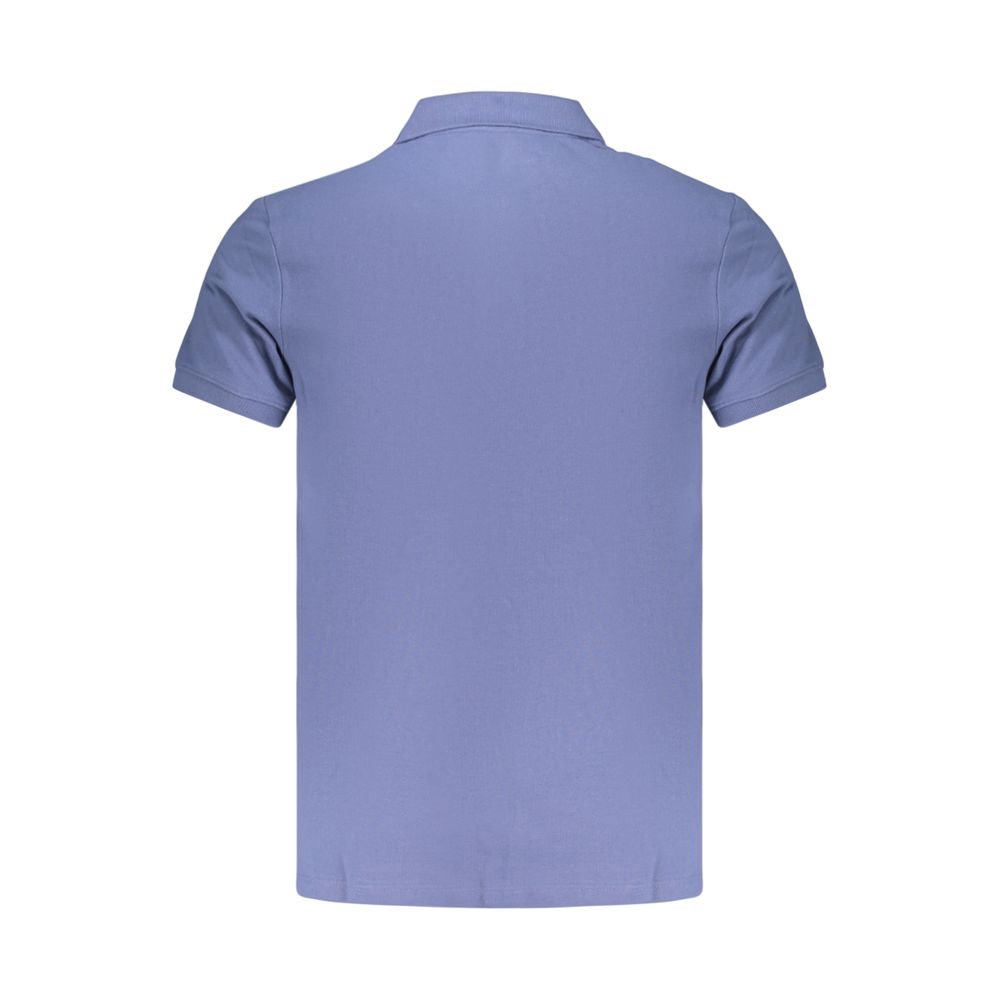 Blue Cotton Men Polo