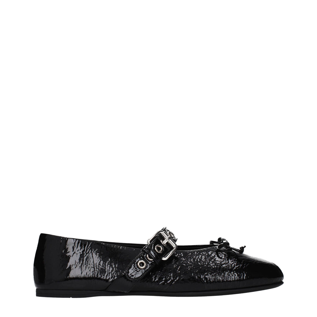 Black Leather Ballet Flats