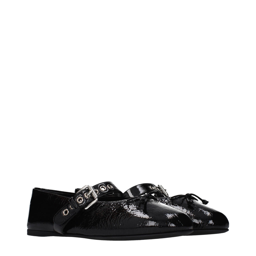 Black Leather Ballet Flats