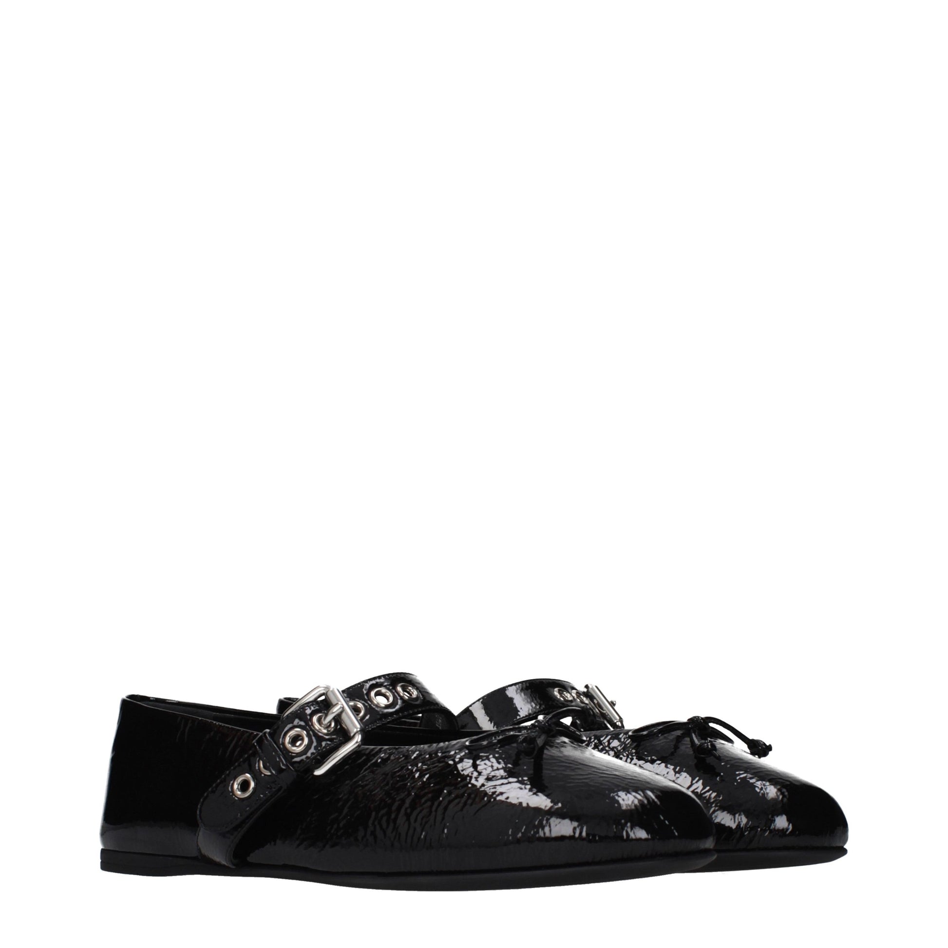 Black Leather Ballet Flats