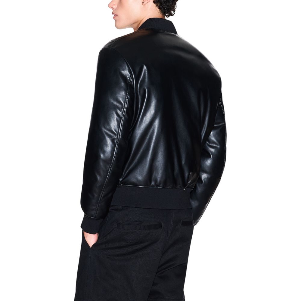 Black Polyester Bomber