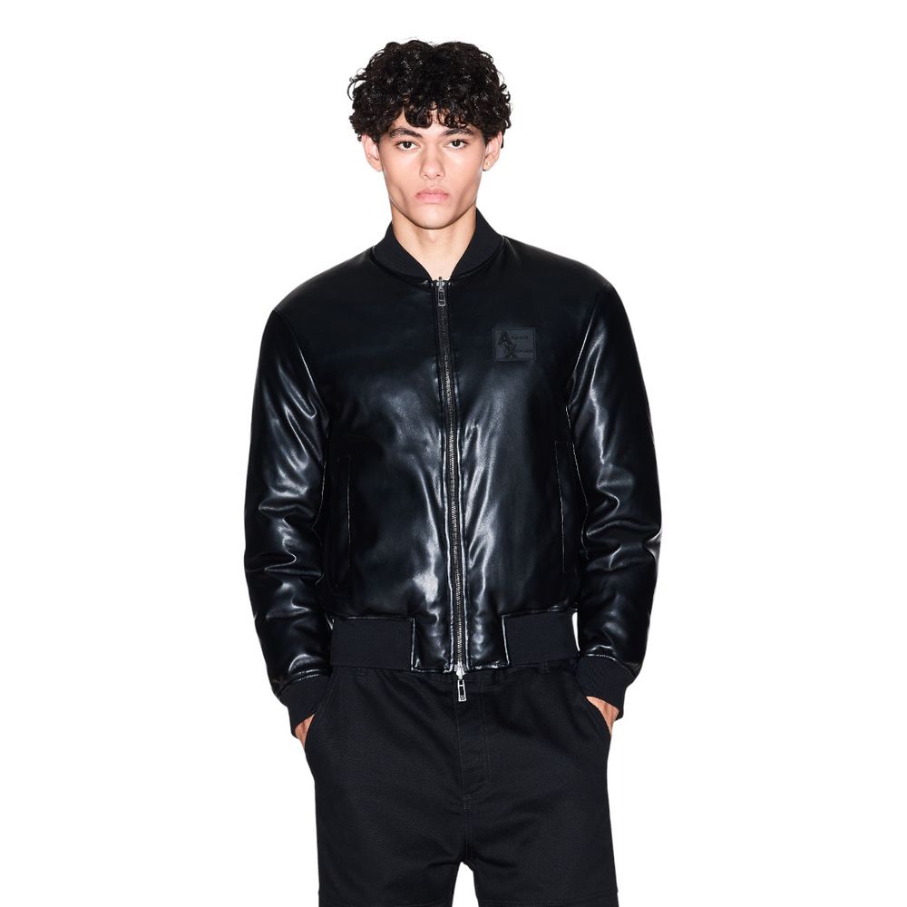Black Polyester Bomber