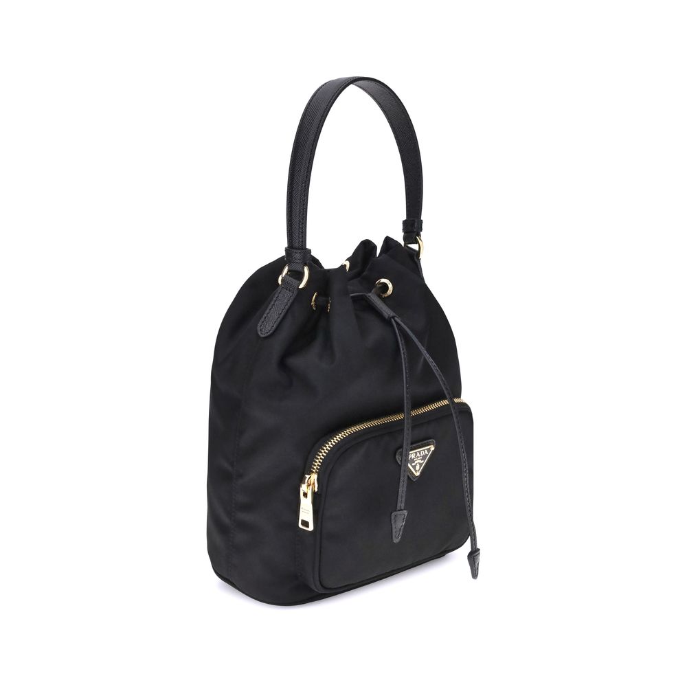 Black Recycled Polyamide Backet Bag