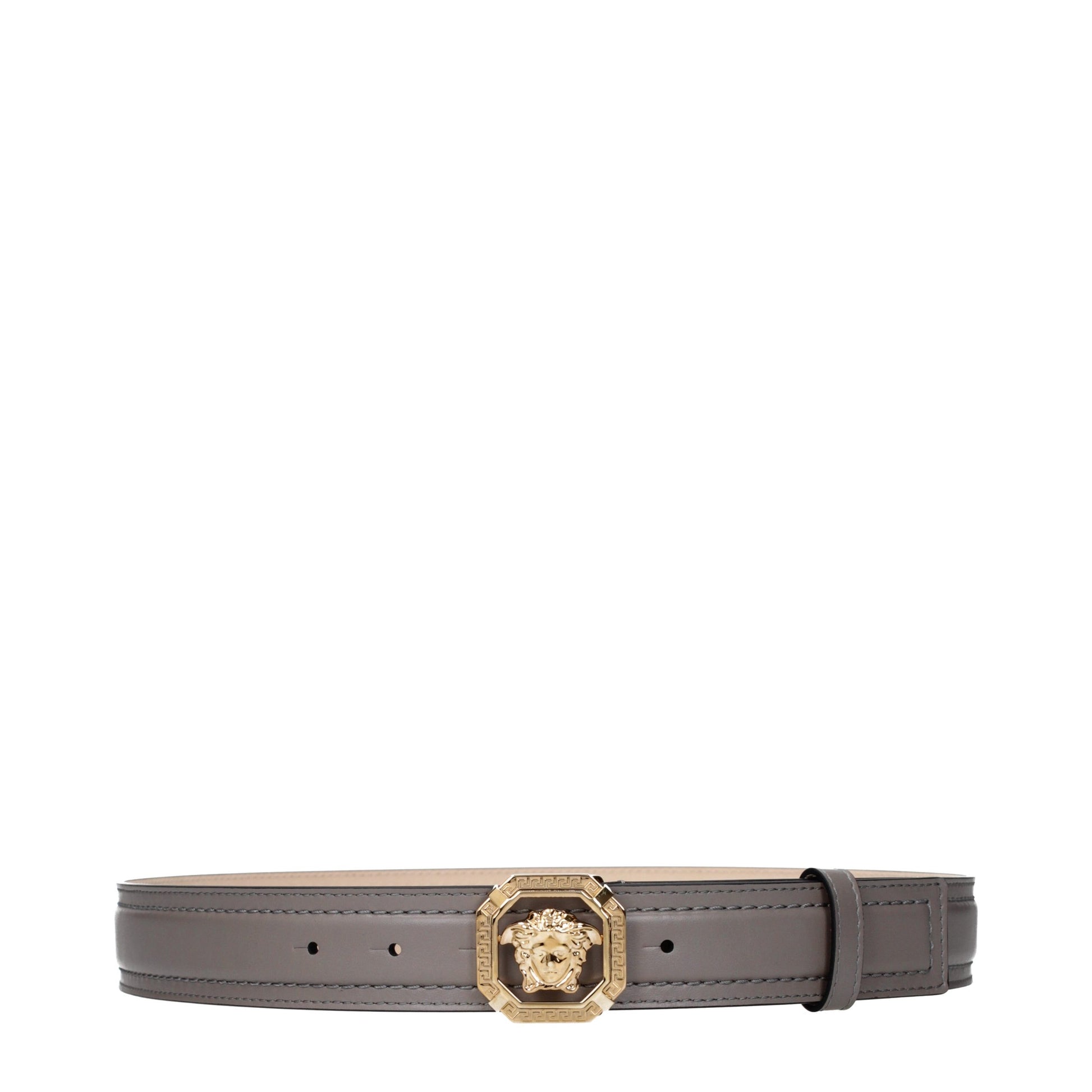 Gray Leather Regular Belt