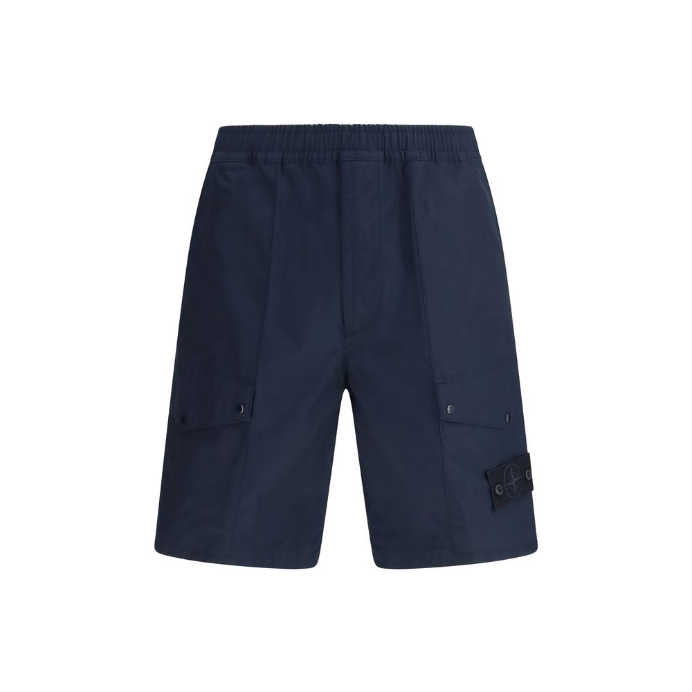 Blue Cotton Bermuda Shorts