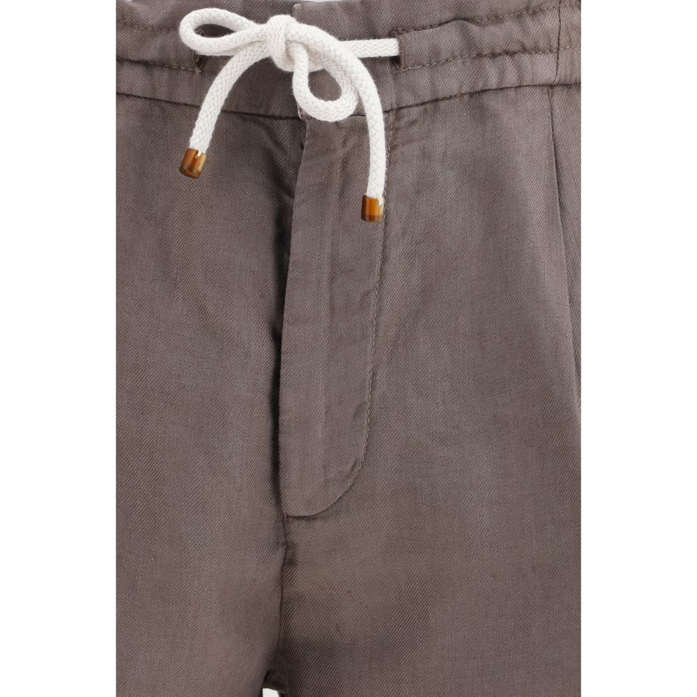 Brown Linen Bermuda Shorts