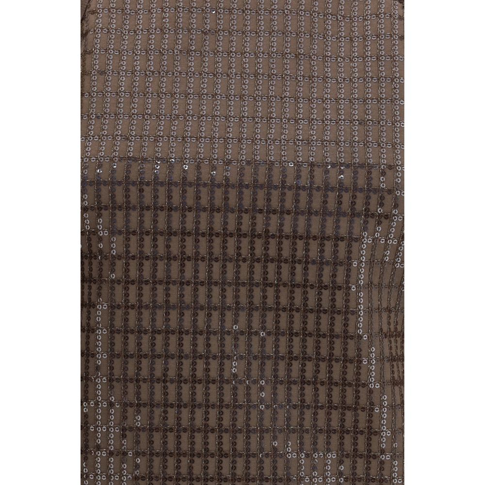 Brown Cotton Sleeveles T-Shirt