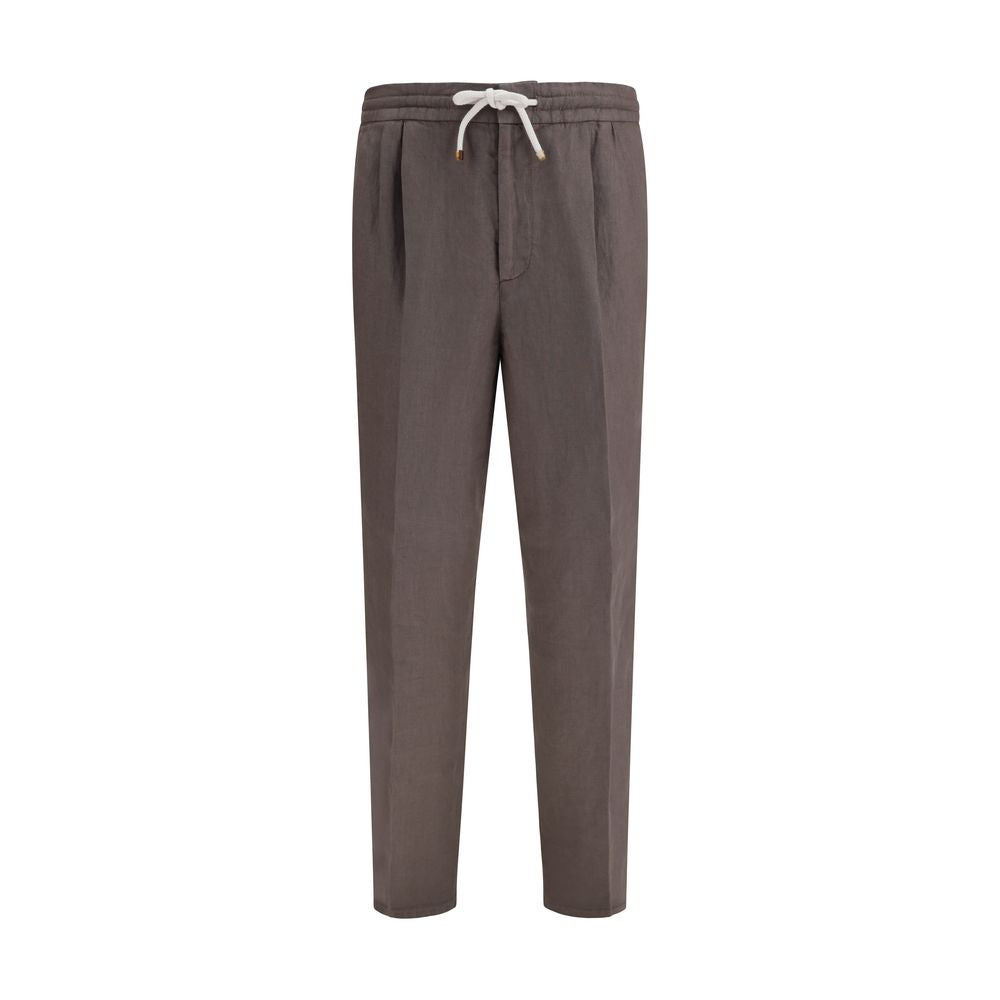 Gray Linen Casual Pants