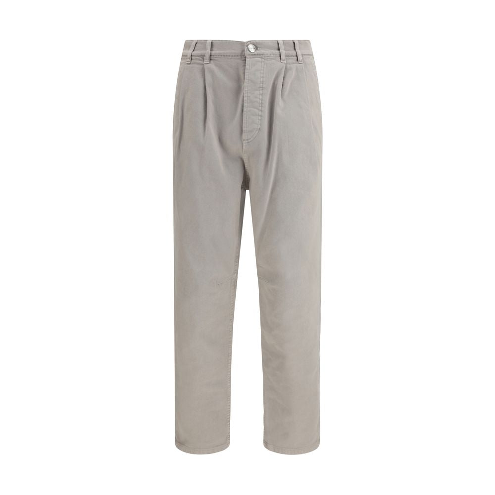 Brown Cotton Casual Pants