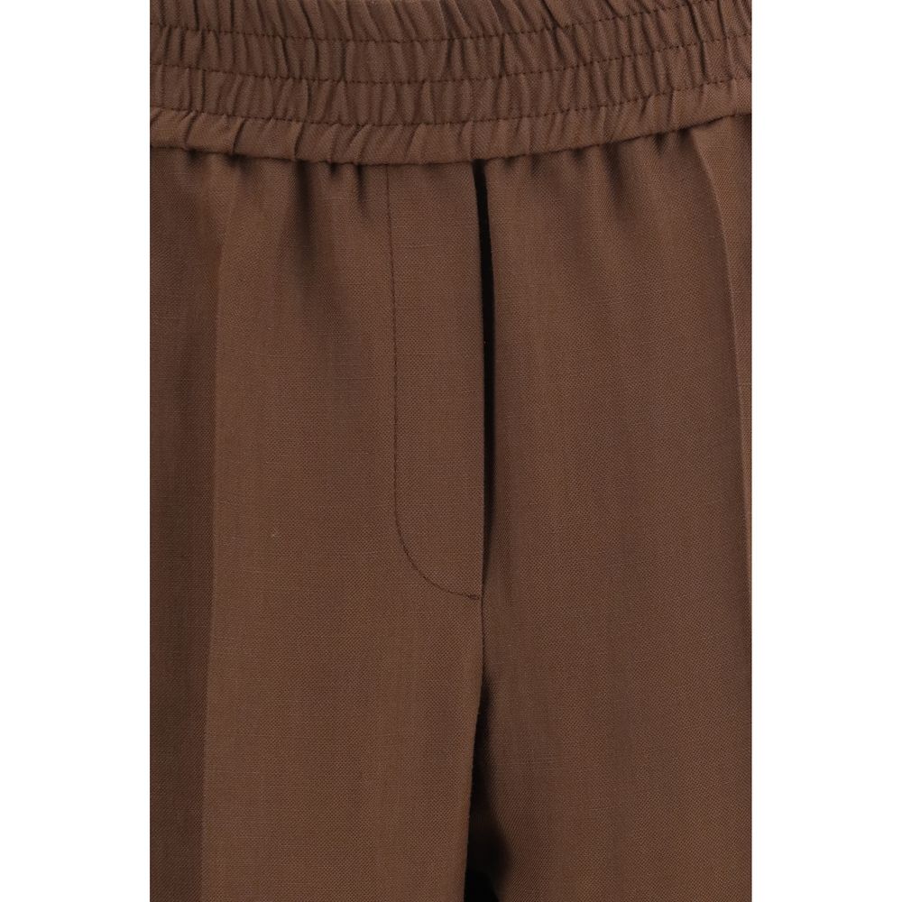 Brown Viscose Casual Pants