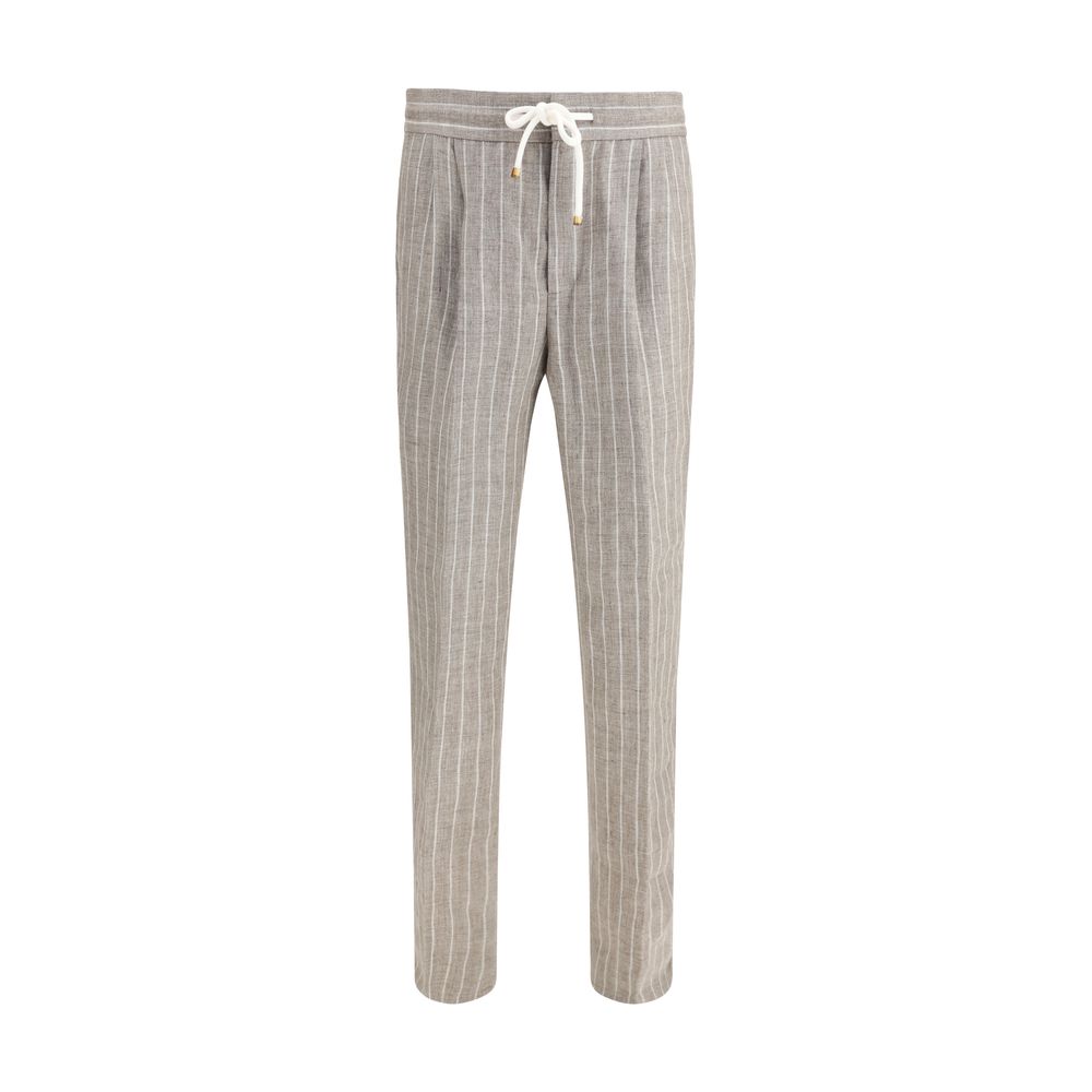 Beige Linen Casual Pants