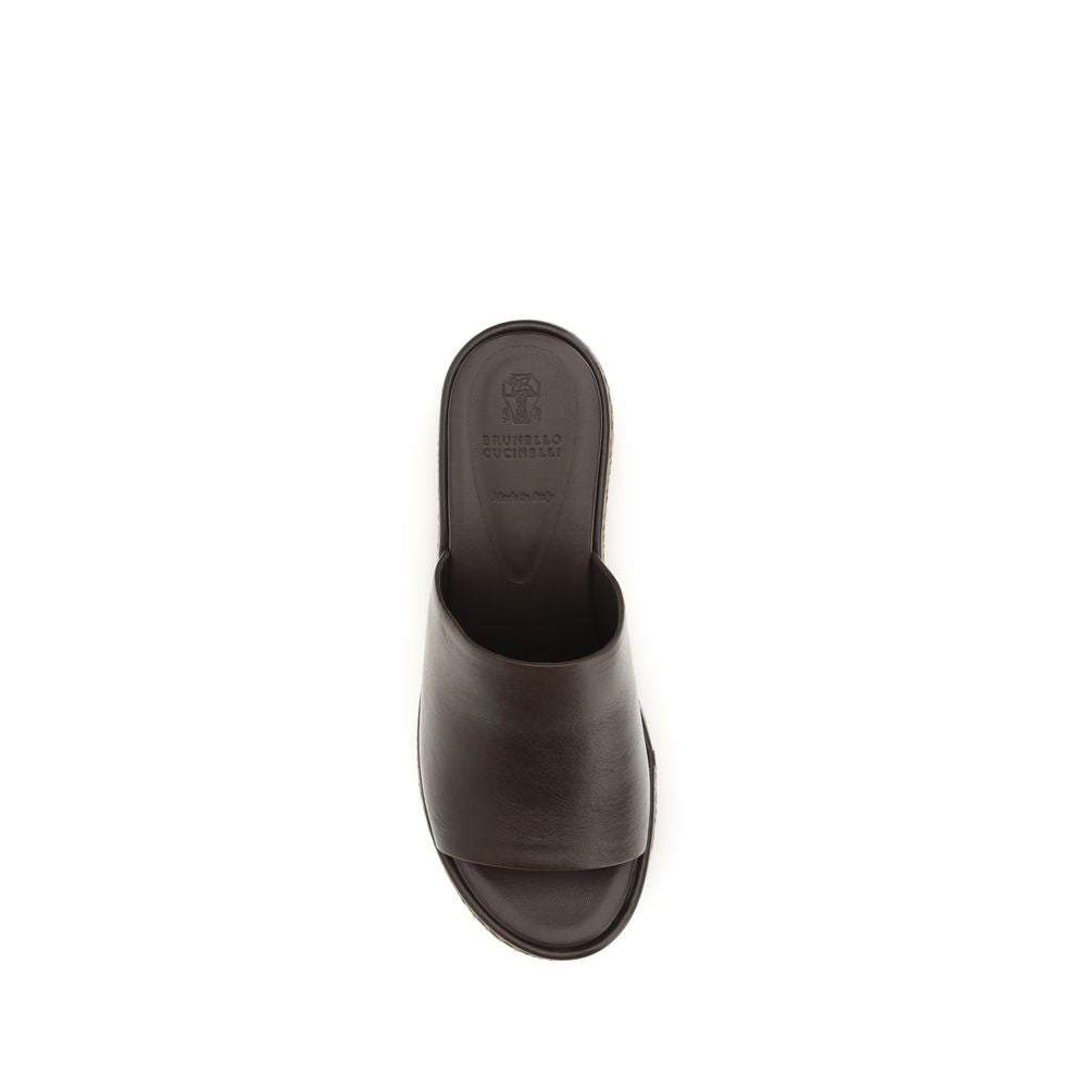 Brown Calf Leather Bos Taurus Platform Sandals
