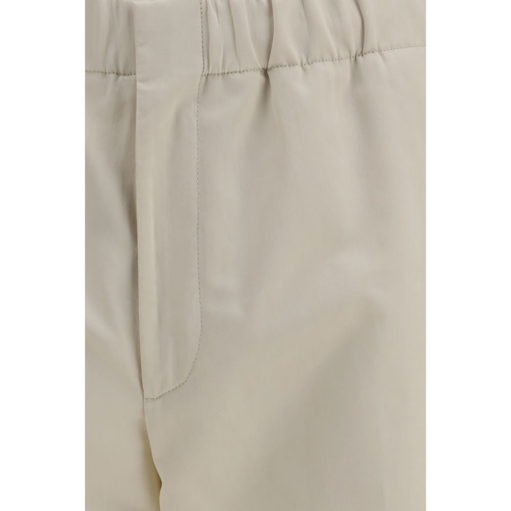 Beige Cotton Casual Pants
