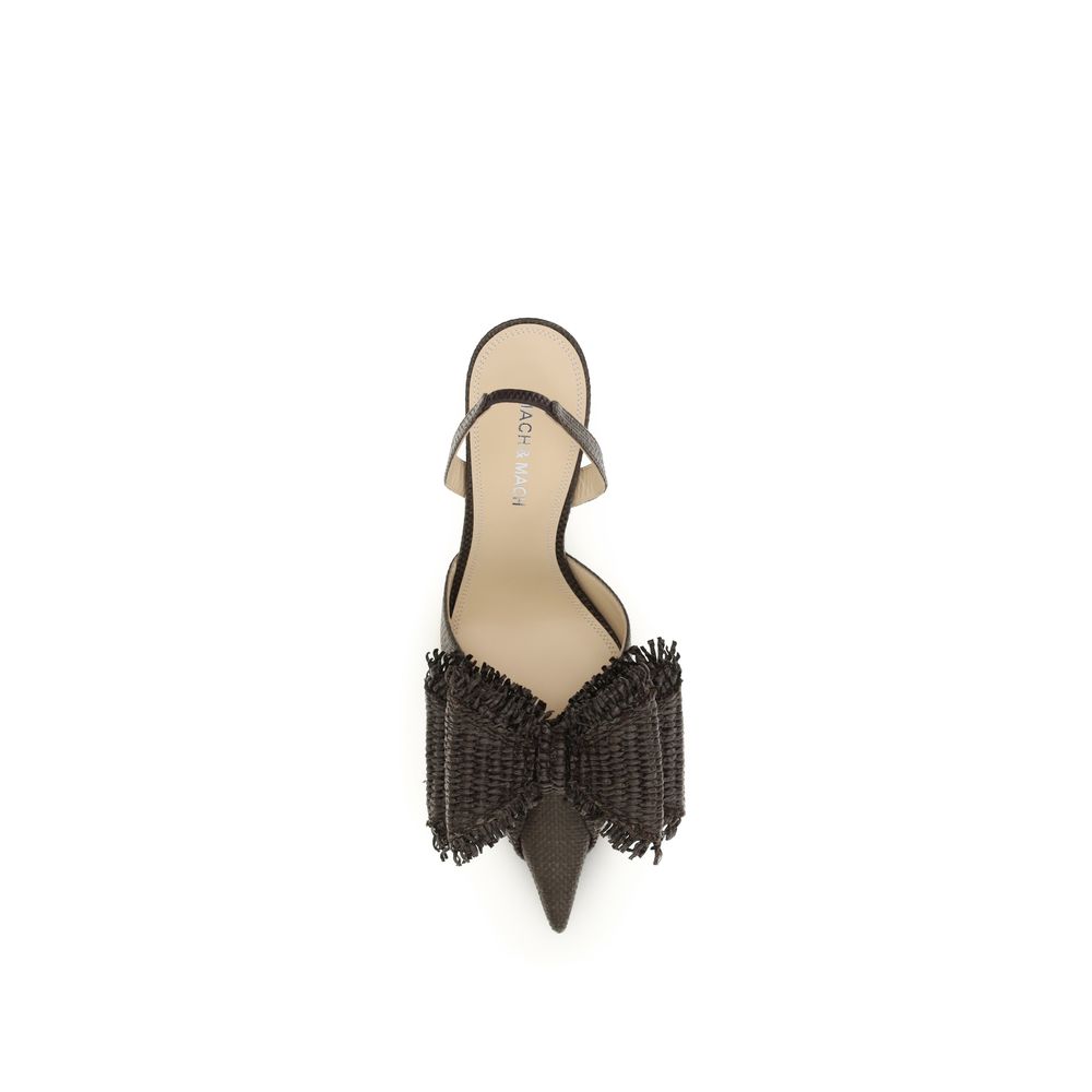 Brown Raffia Platform Pumps