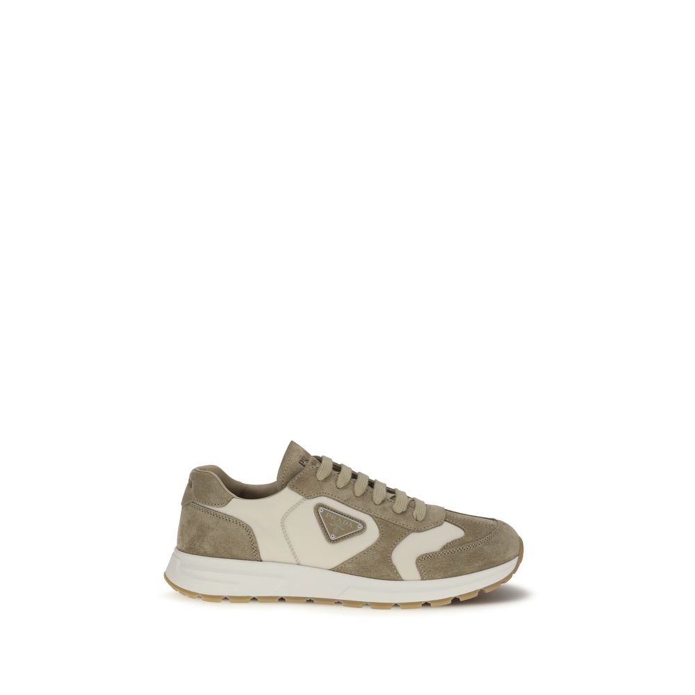 Beige Calf Leather Bos Taurus Athletic Sneakers