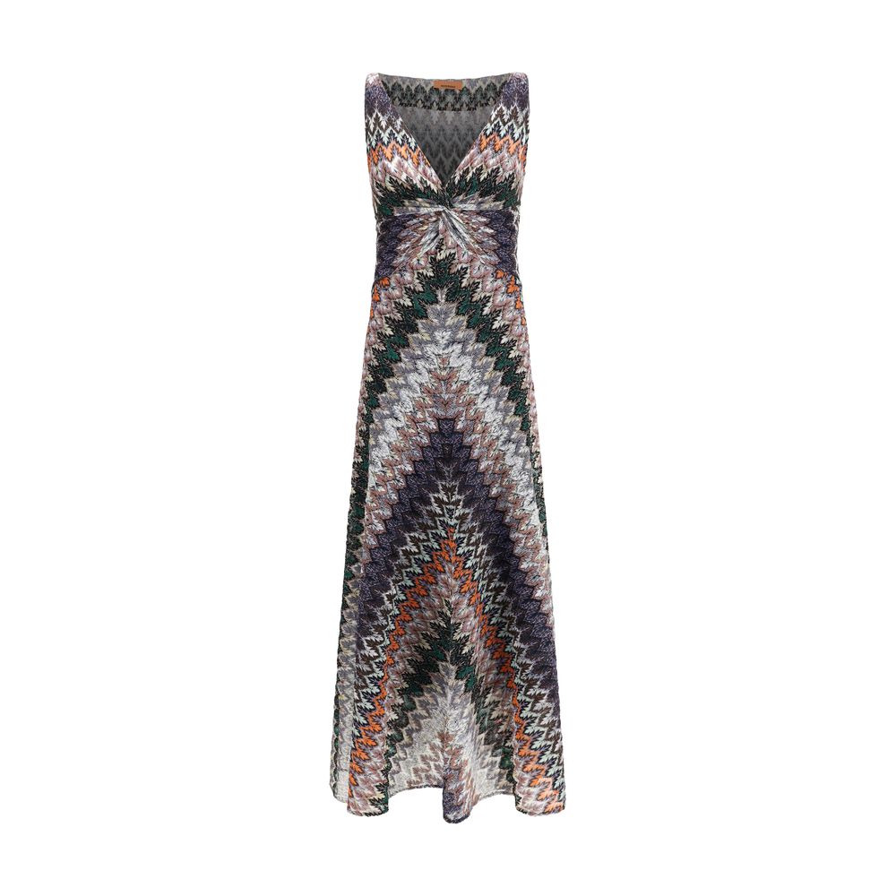 Multicolor Polyester Long Dress