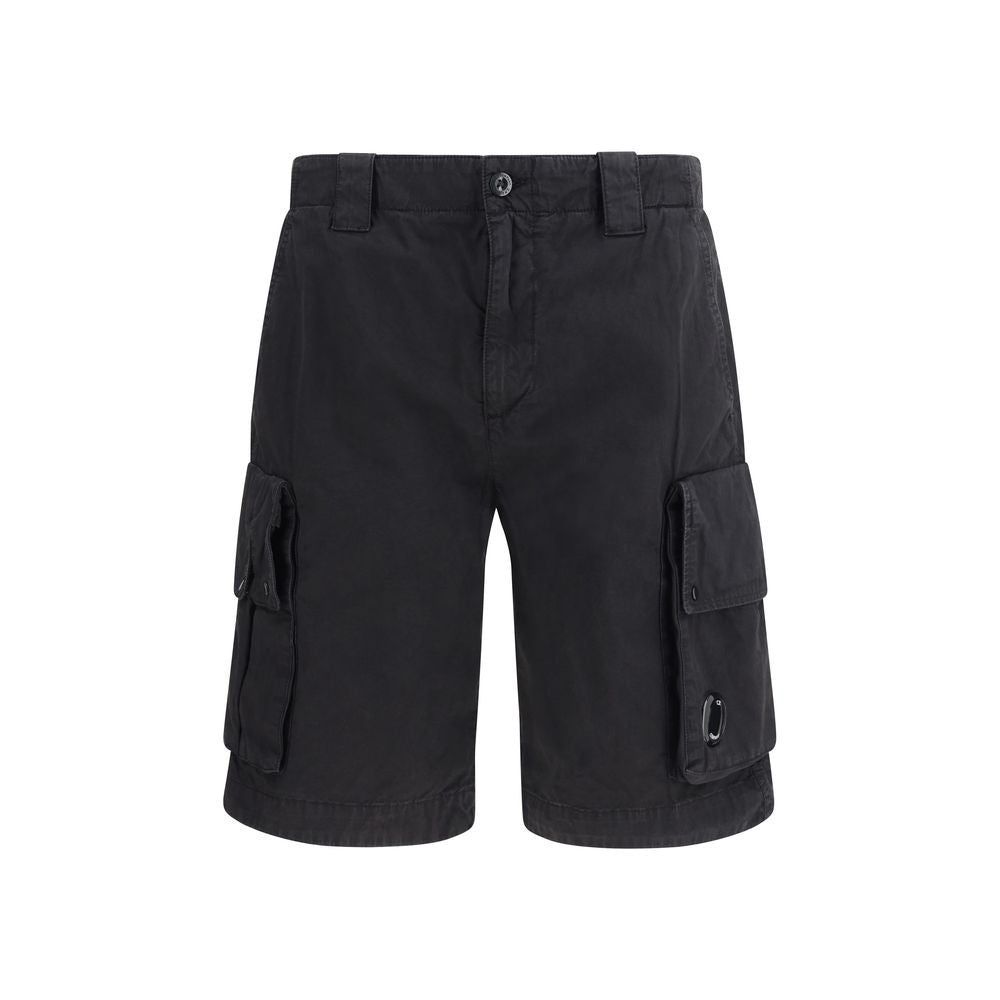 Black Cotton Bermuda Shorts