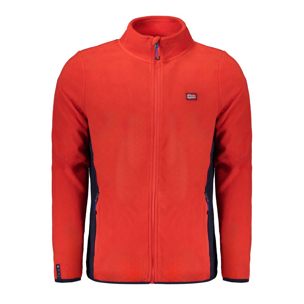 Red Polyester Men Sweatshirt