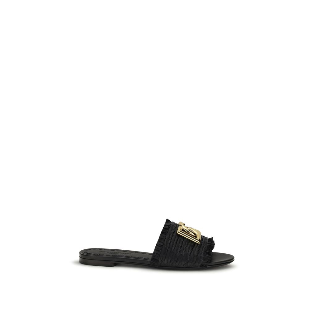 Beige Viscose Flat Sandals