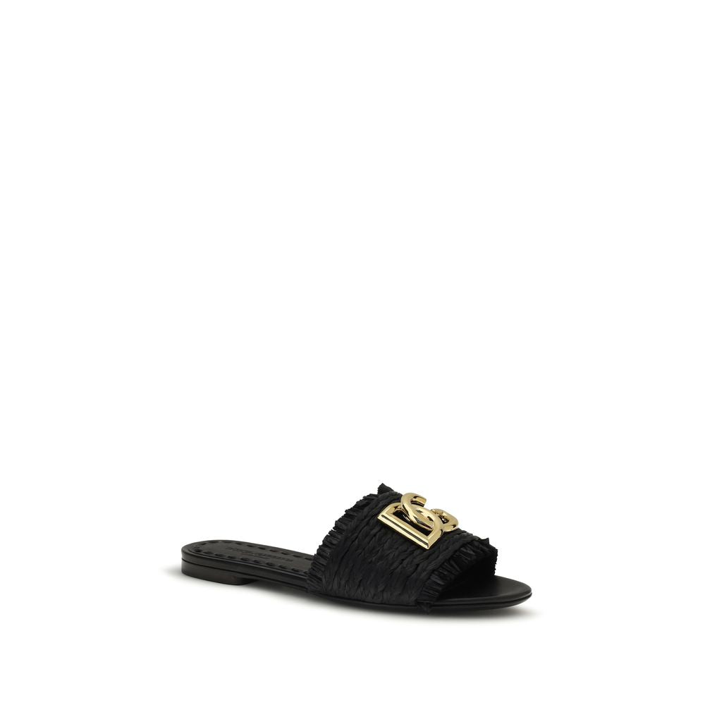 Beige Viscose Flat Sandals