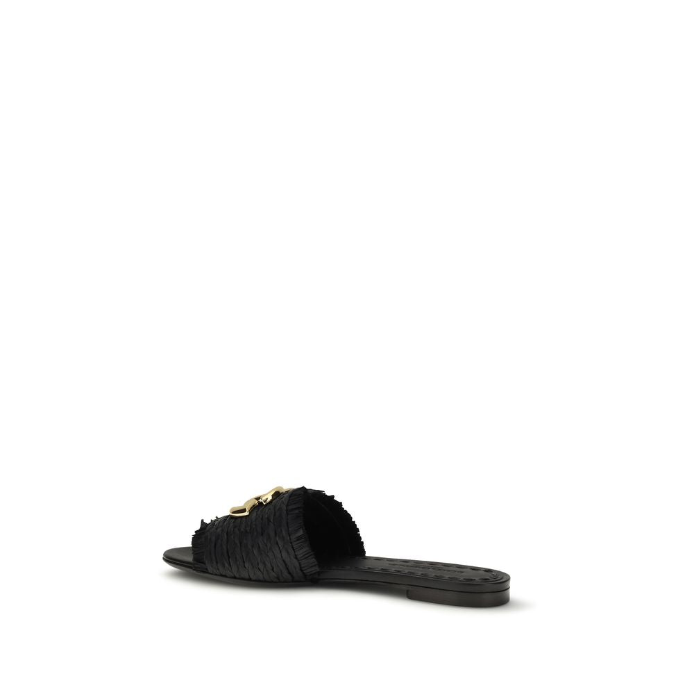 Beige Viscose Flat Sandals
