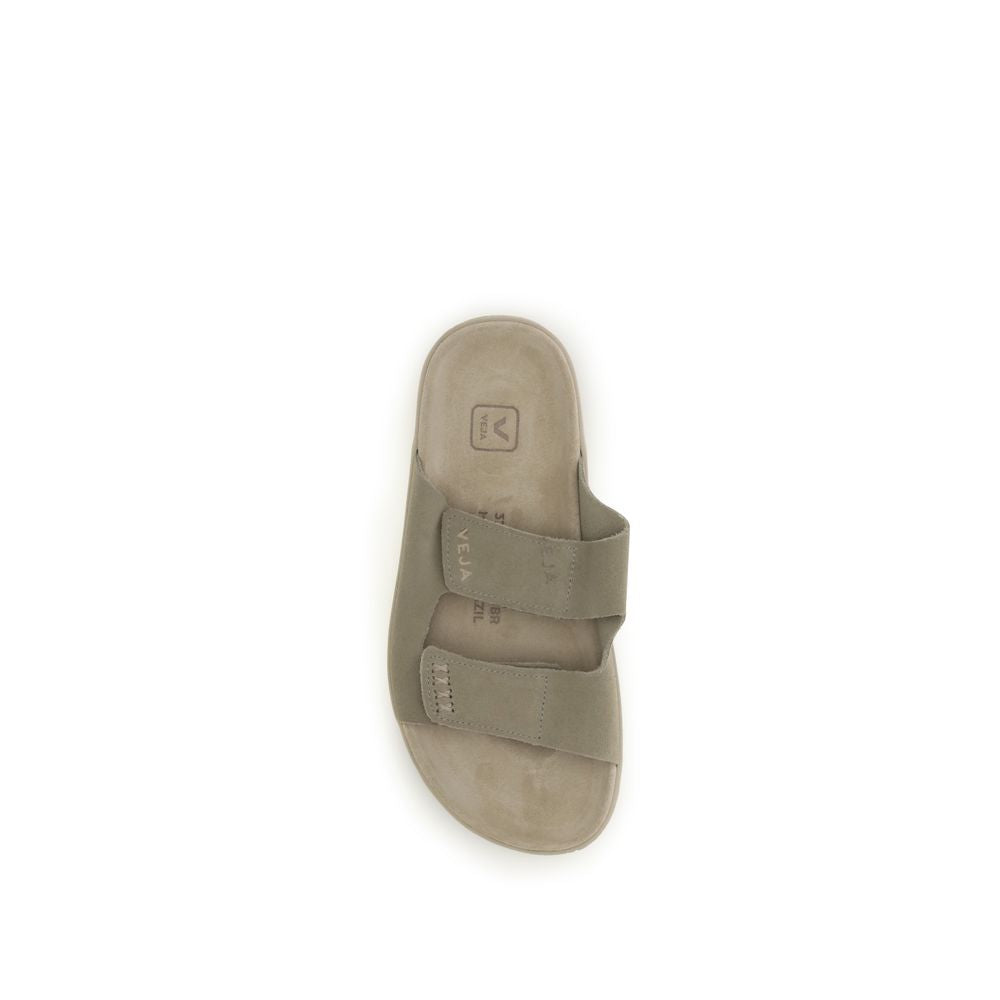 Beige Calf Leather Bos Taurus Flat Sandals