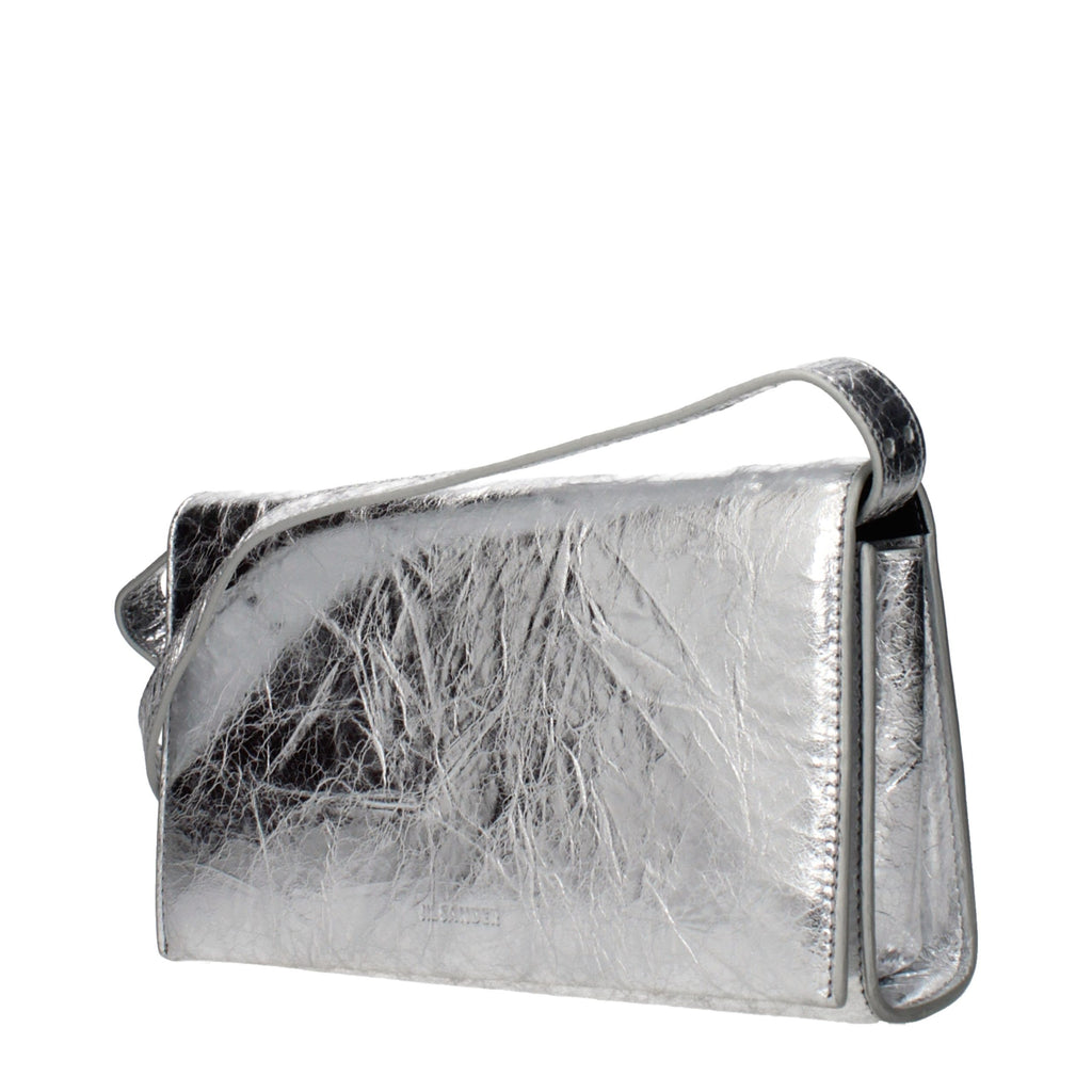 Gray Leather Crossbody Bag