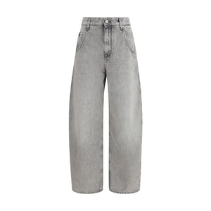 Gray Cotton Relaxed Fit Jeans