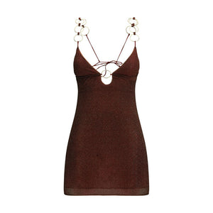 Brown Polyamide Cocktail Dress