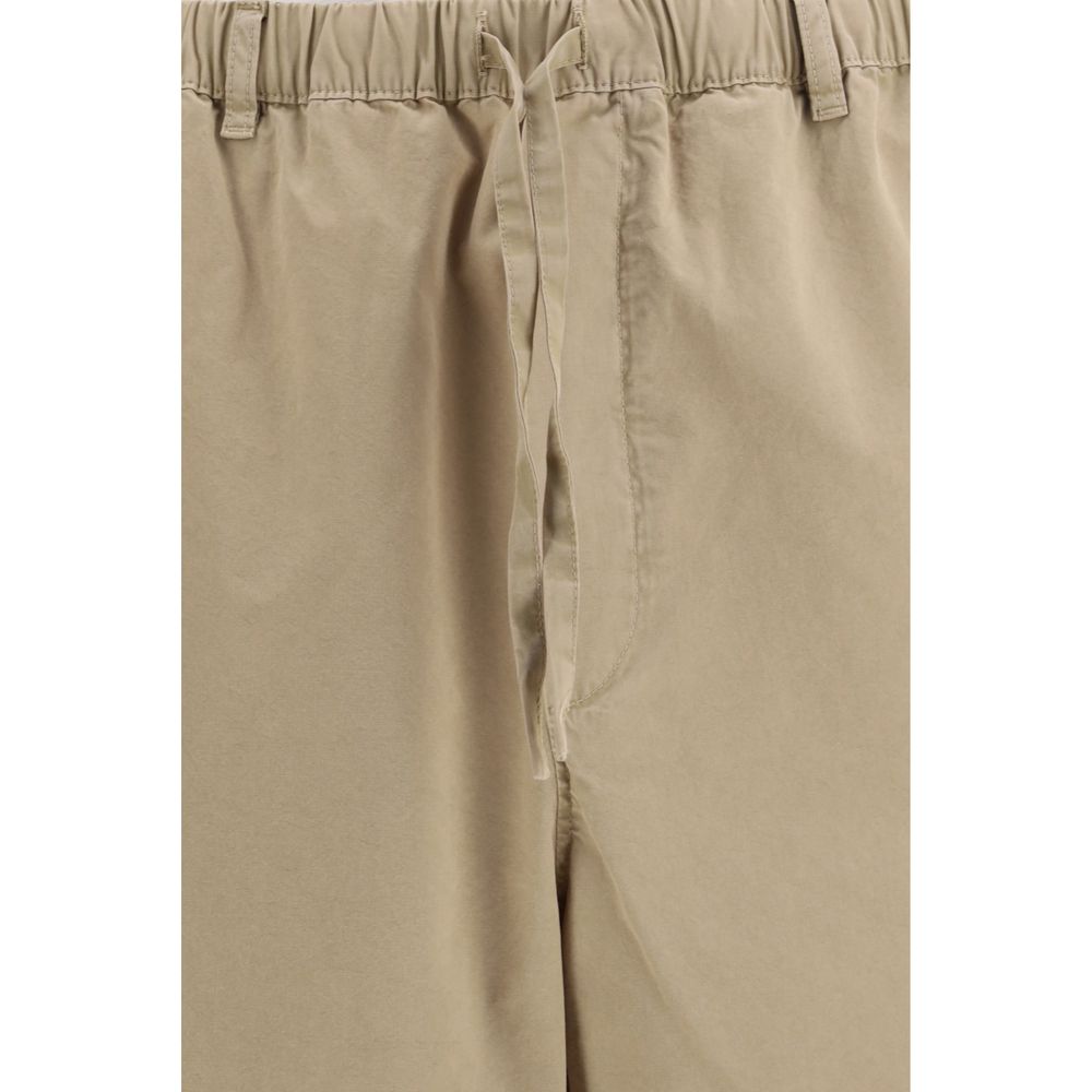 Beige Cotton Casual Pants