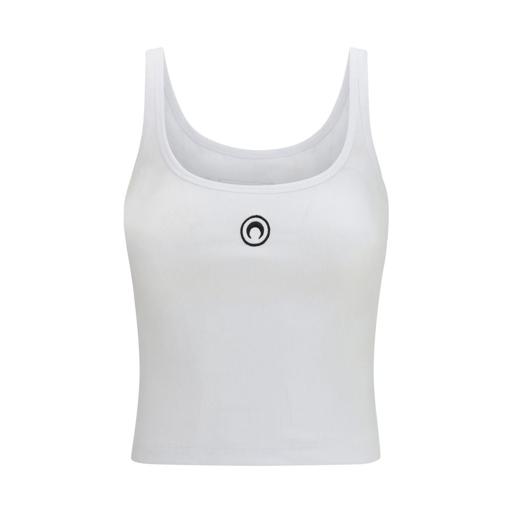 White Cotton Sleeveles T-Shirt