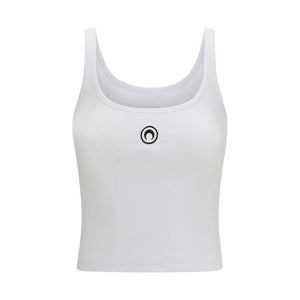 White Cotton Sleeveles T-Shirt