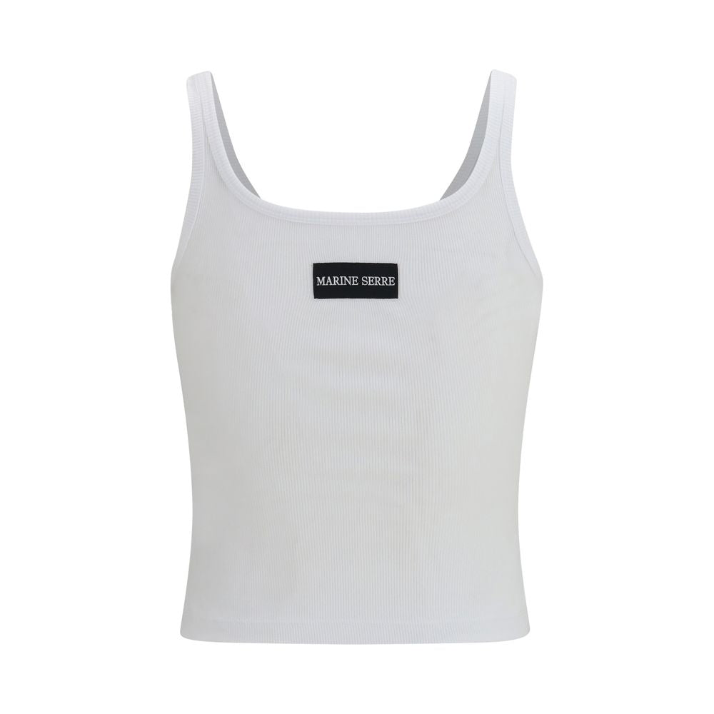 White Cotton Sleeveles T-Shirt