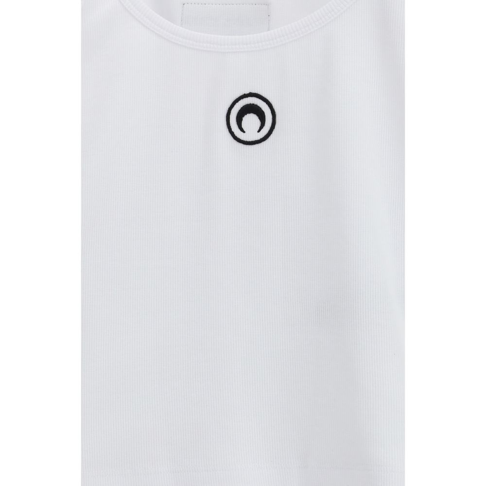 White Cotton Sleeveles T-Shirt