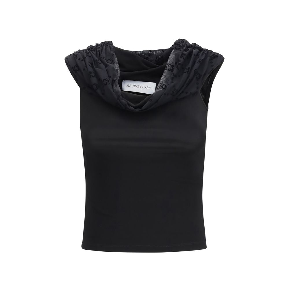 Black Viscose Sleeveles T-Shirt