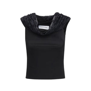 Black Viscose Sleeveles T-Shirt