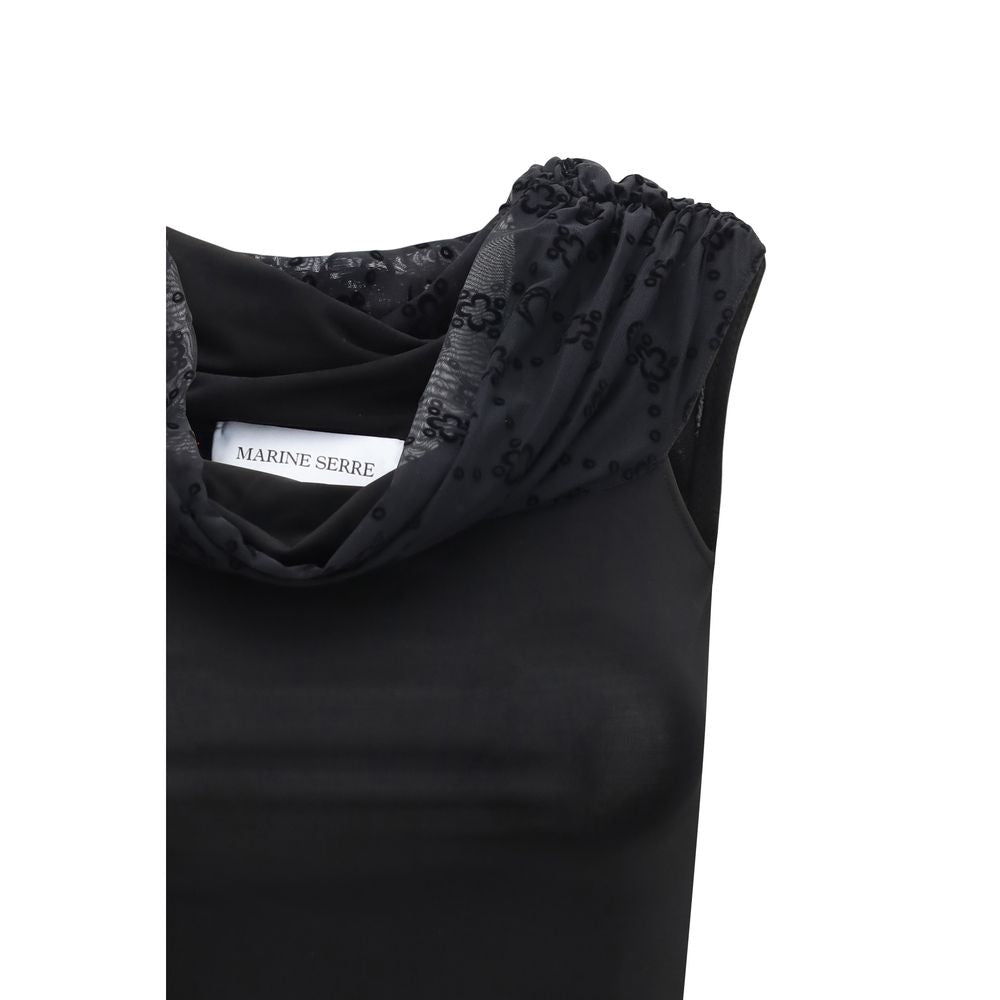 Black Viscose Sleeveles T-Shirt