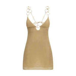 Gold Polyamide Cocktail Dress