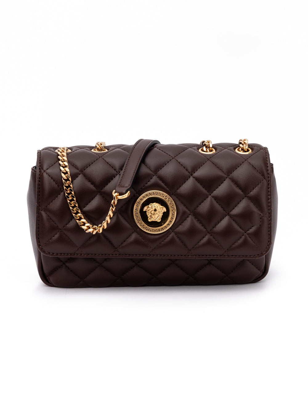 Brown Quilted Leather Shoulder Strap Bag