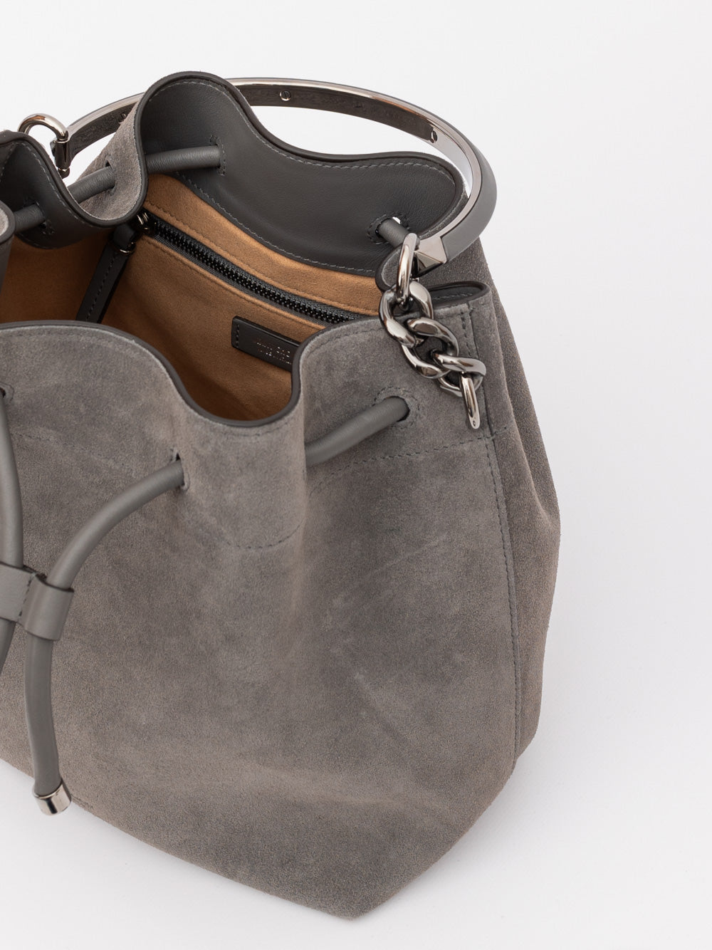 Dark Grey Bon Bon Suede Bucket