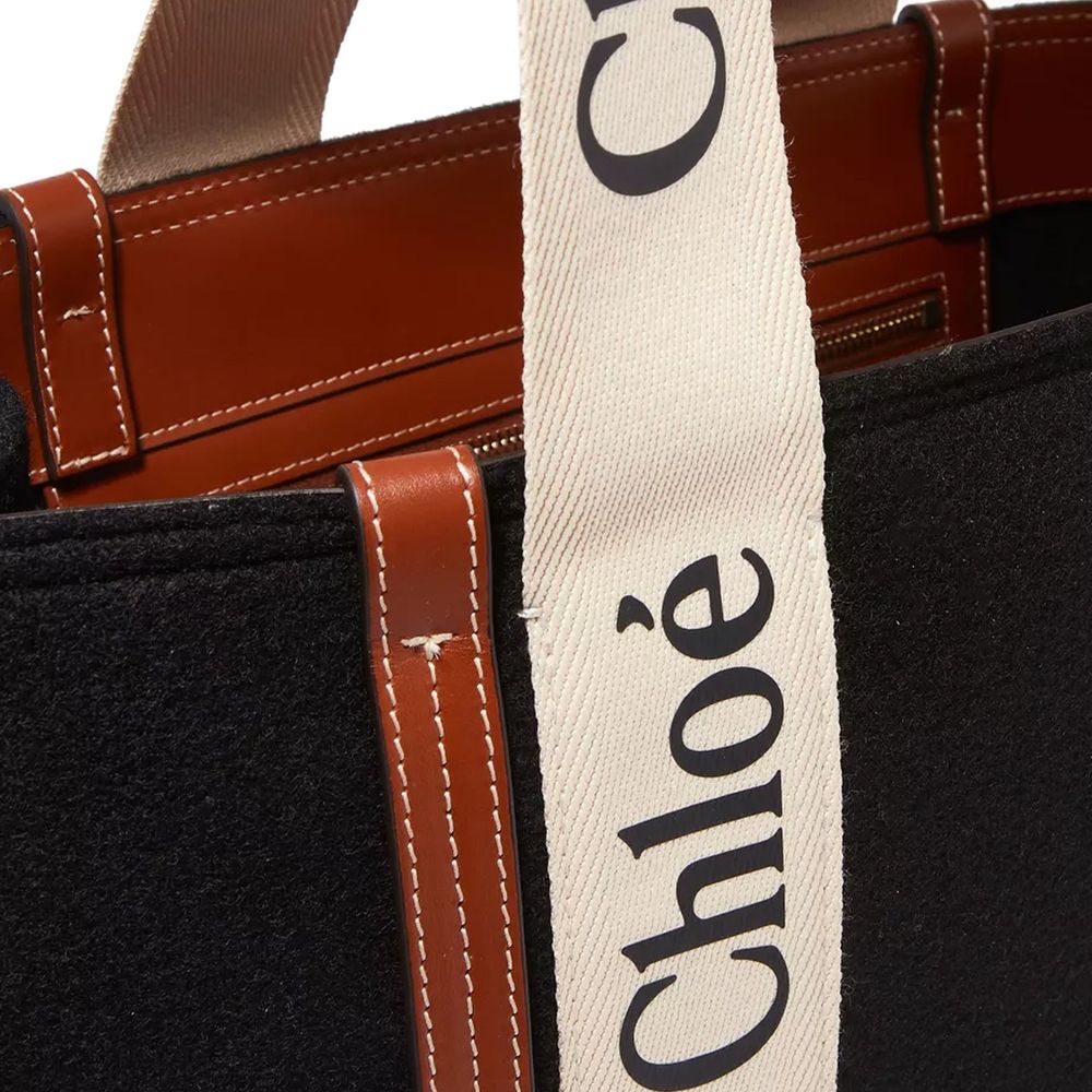 Black Wool Tote Bag