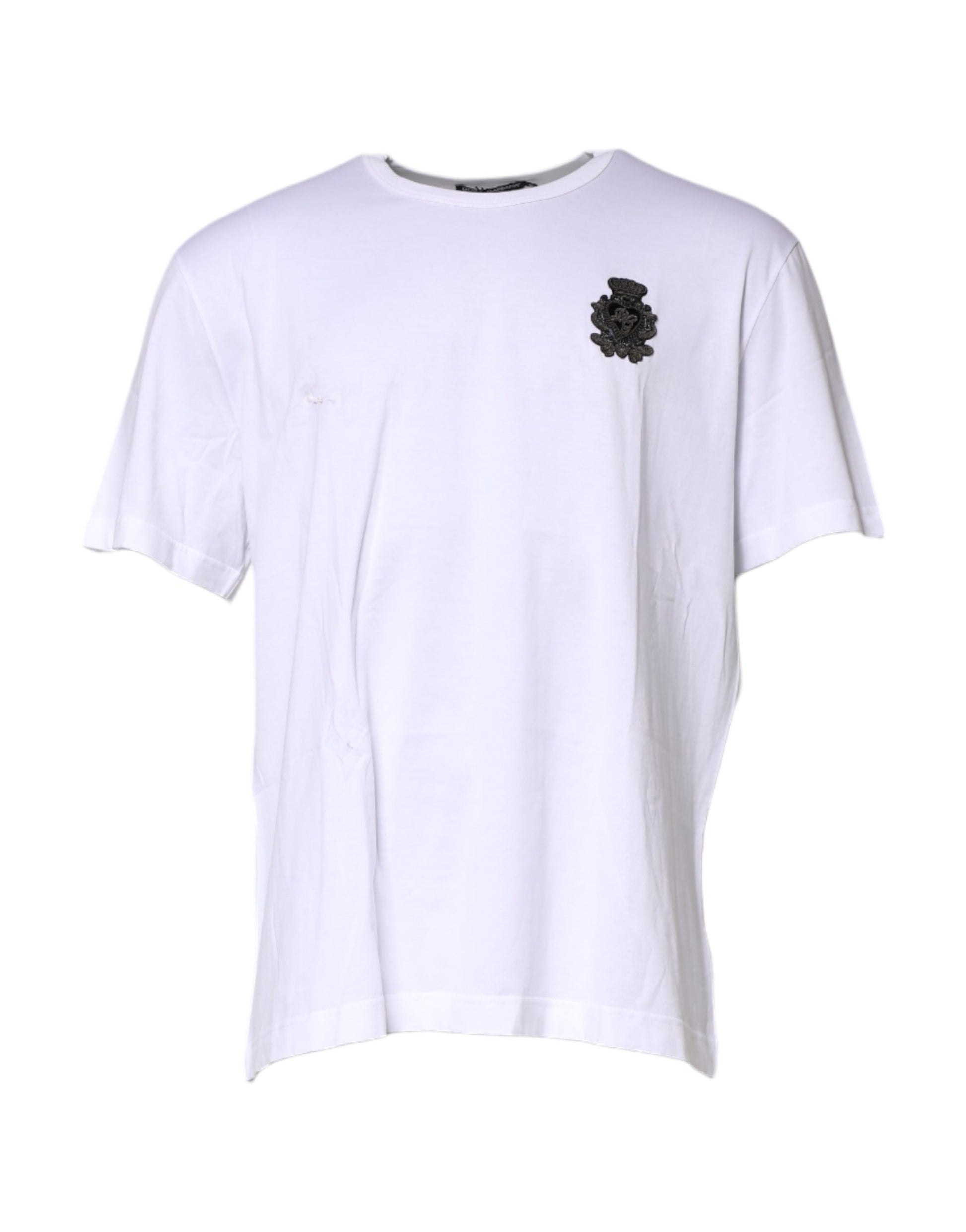 White Cotton DG Logo Embroidery Men T-shirt