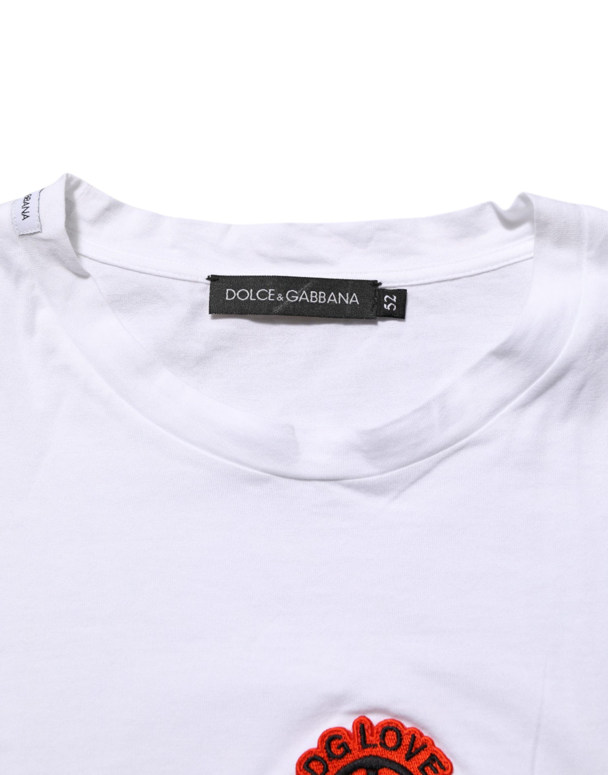 White Cotton DG Love Patch Crew Neck T-shirt