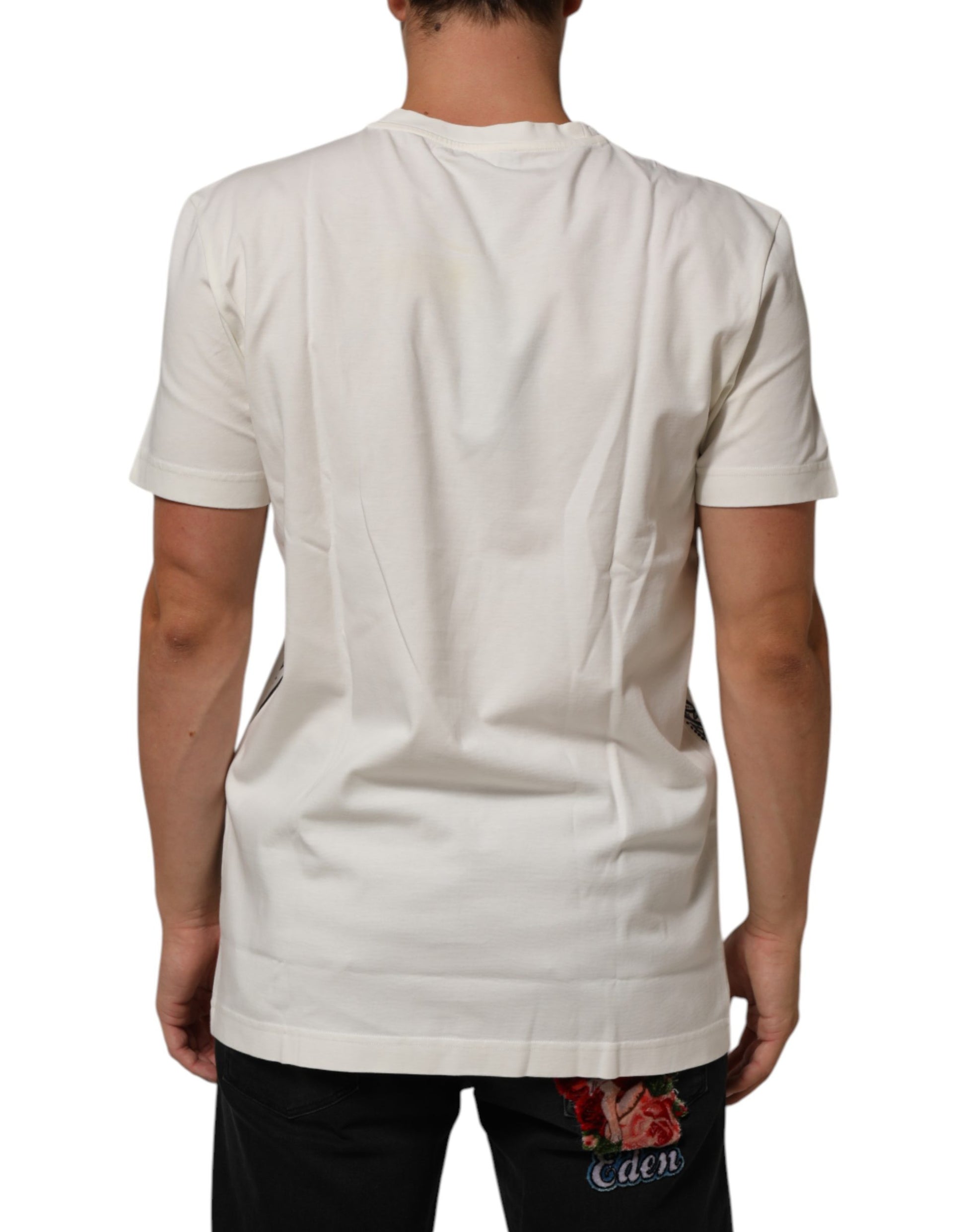 White Cotton Bandana Print CrewNeck T-shirt