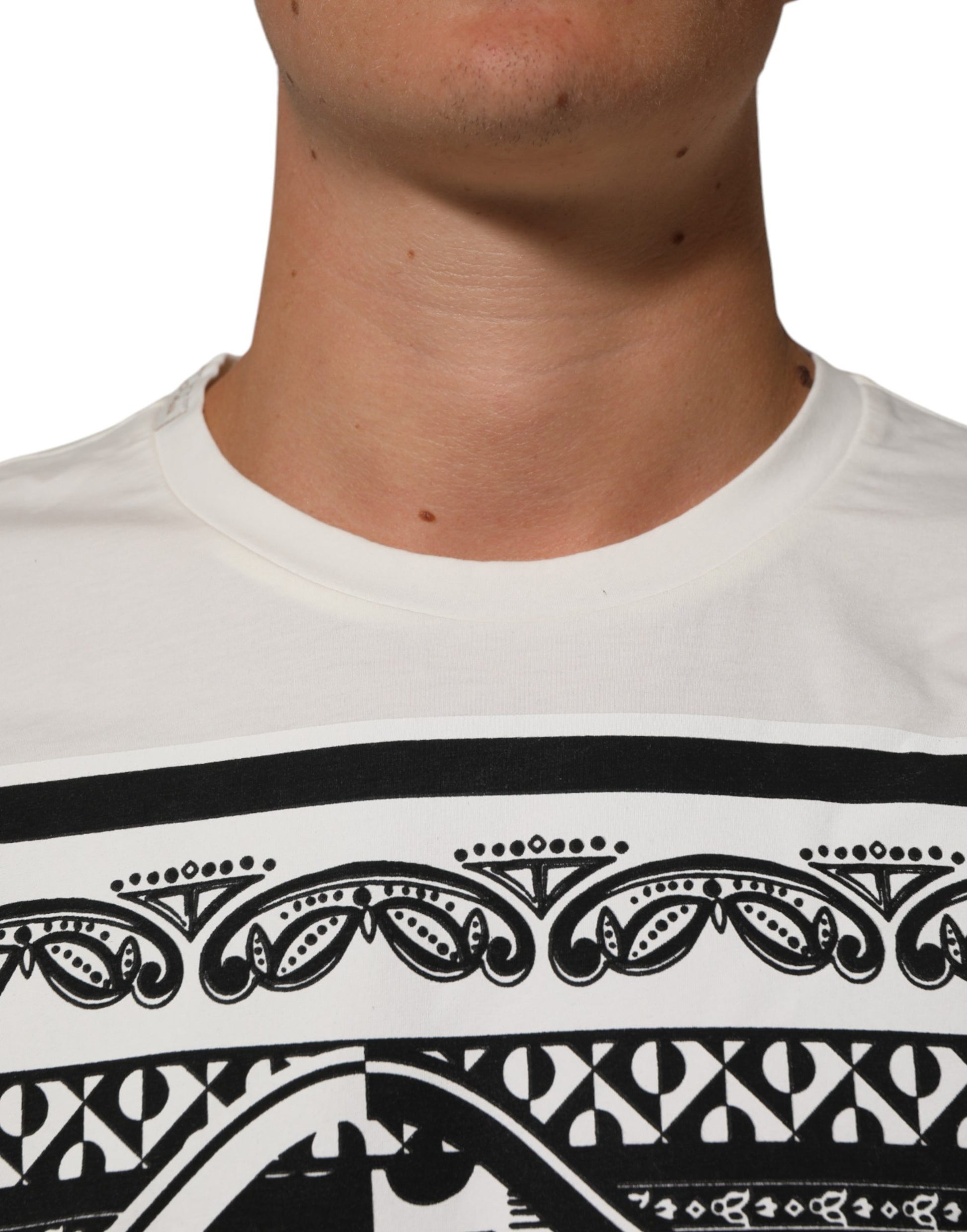 White Cotton Bandana Print CrewNeck T-shirt