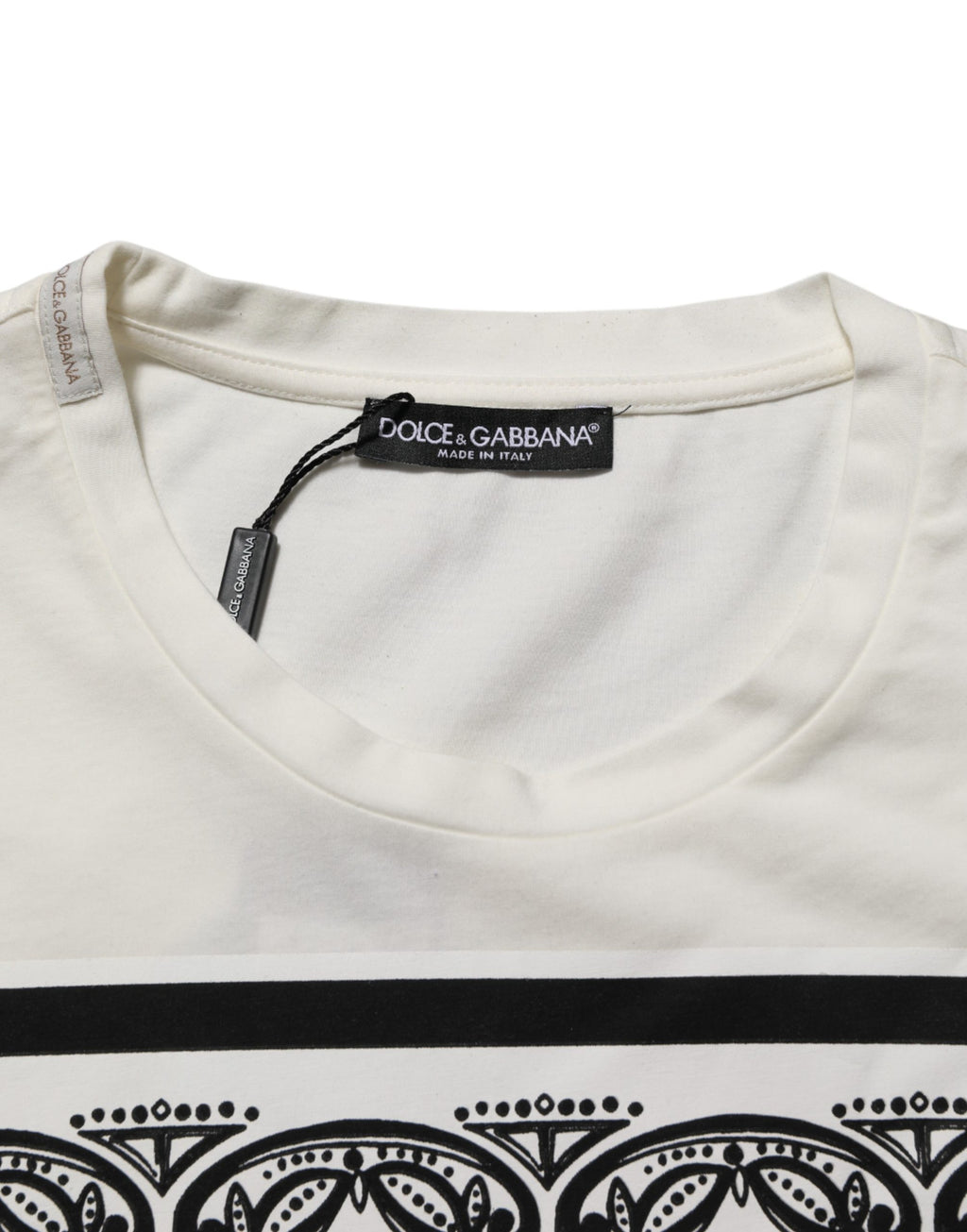 White Cotton Bandana Print CrewNeck T-shirt